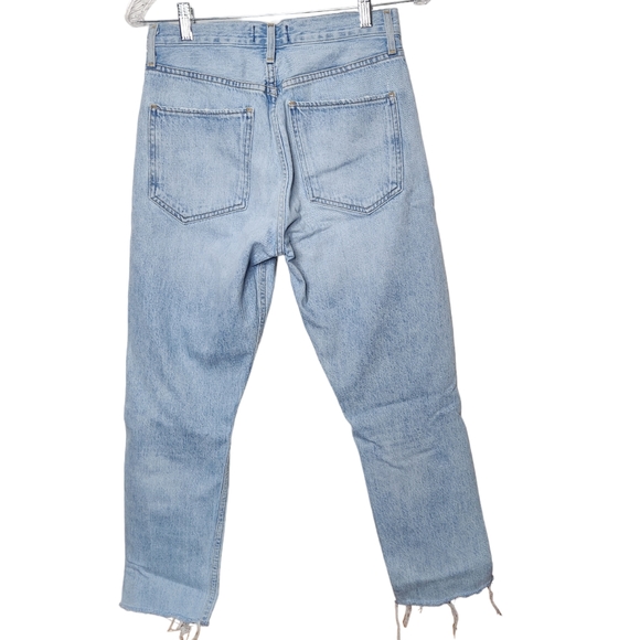 Agolde Riley Crop Jeans High Rise Light Wash Distressed Knees Size 26 Women's - Picture 7 of 10